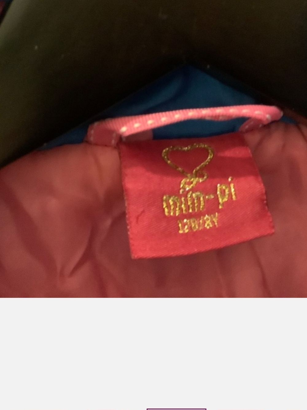 Mim-Pi Age 8 Blue Puffer Coat with Pink Polka Dots - Picture 3 of 6